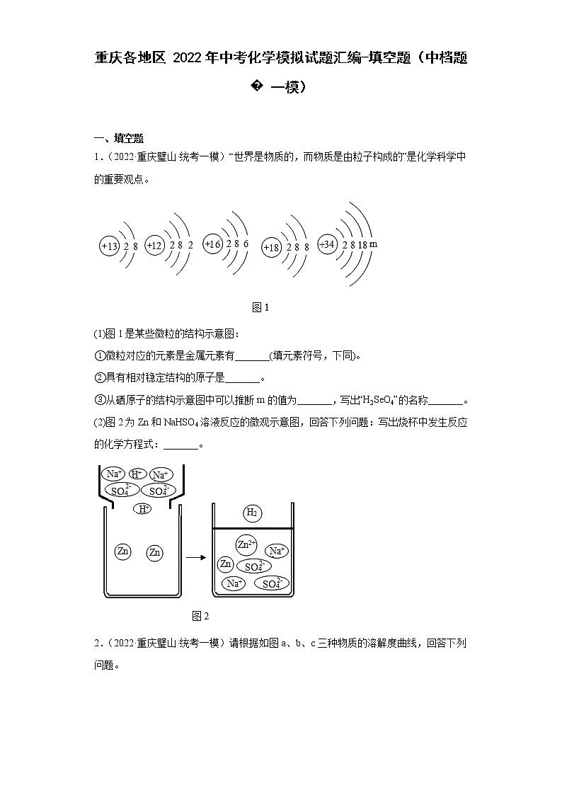 重庆各地区2022年中考化学模拟试题汇编-填空题（中档题一模）01
