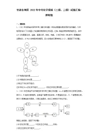 甘肃各地区2022年中考化学模拟（二模、三模）试题汇编-推断题