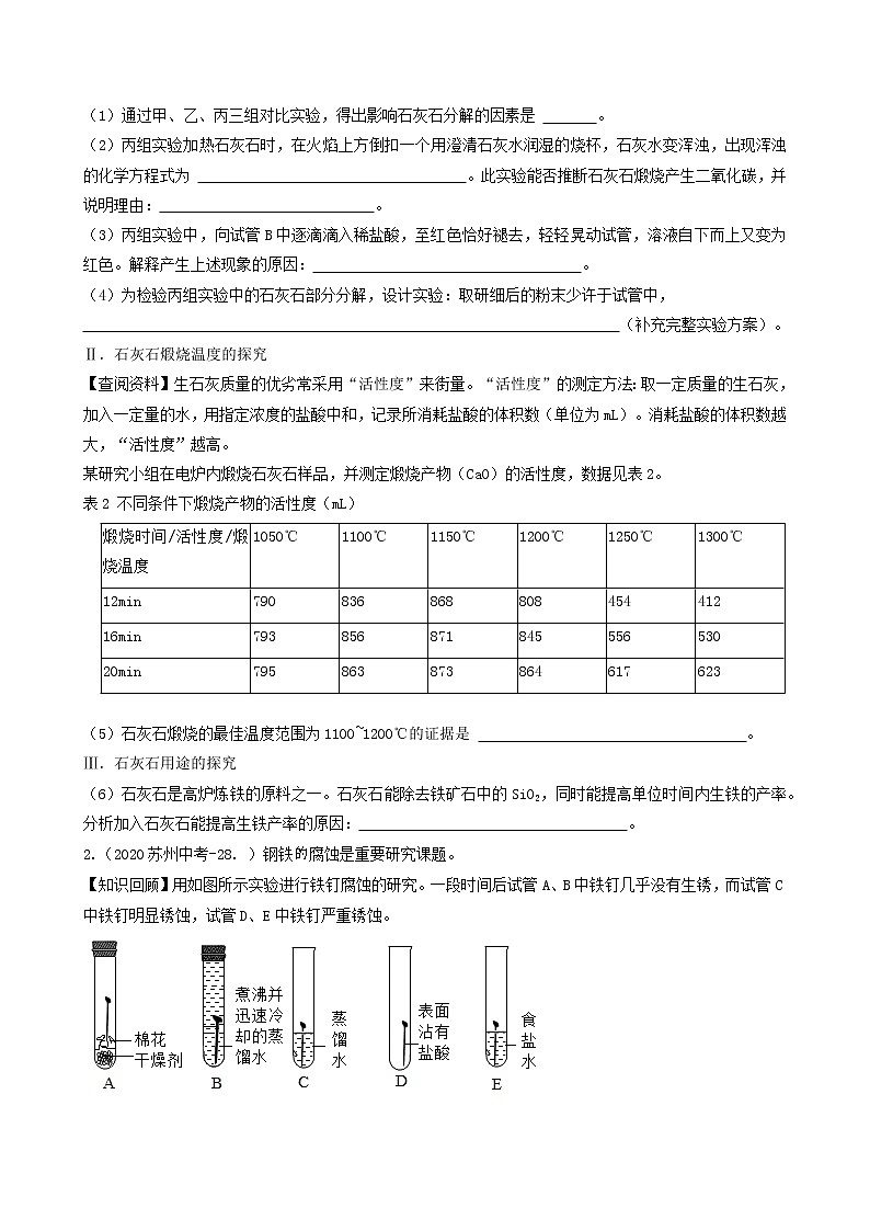 考点10 科学探究题-中考化学必考题型命题猜想（江苏苏州卷）（原卷版）第2页