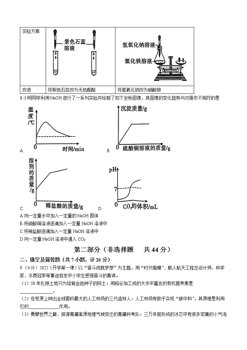 2023年陕西省榆林市子洲县希望中学中考第一次模拟测试化学试题（含答案）第3页