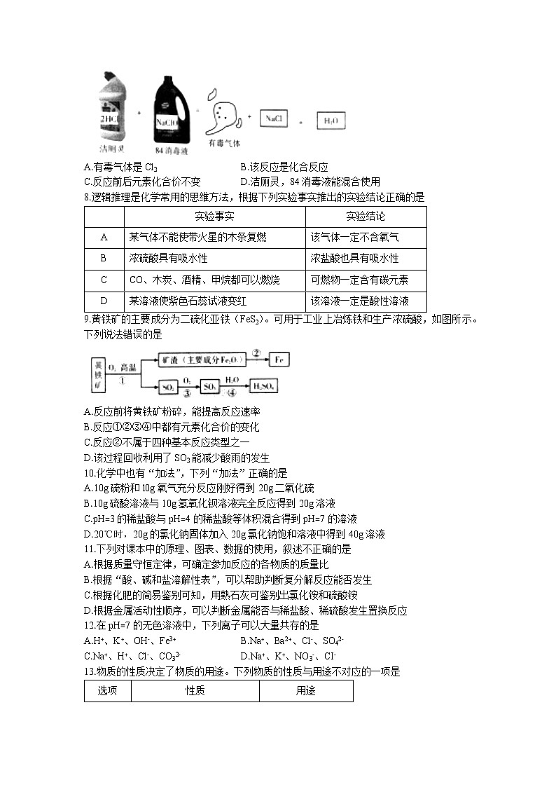 2020年辽宁省沈阳市中考二模化学试题02