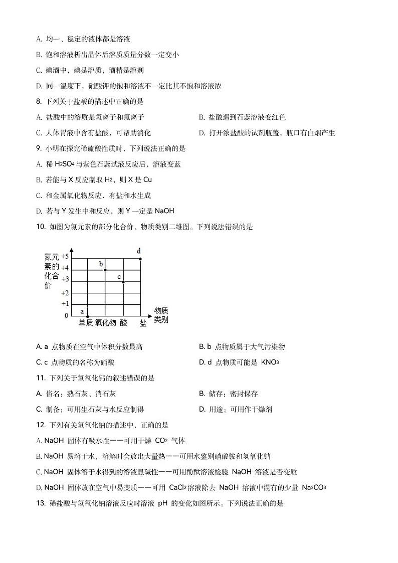 辽宁省沈阳市虹桥初级中学2021-2022学年九年级下学期4月测试化学试题第2页