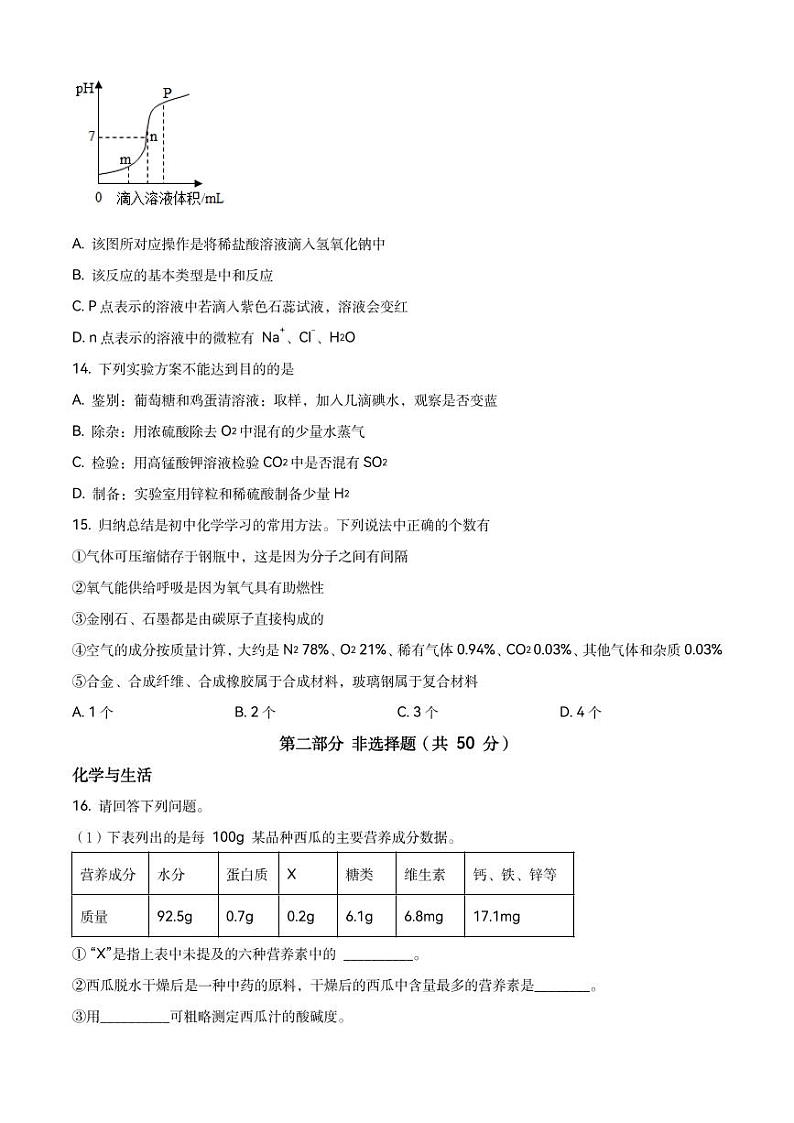 辽宁省沈阳市虹桥初级中学2021-2022学年九年级下学期4月测试化学试题第3页