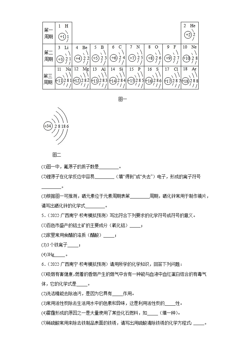 广西各地区2022年中考化学模拟试题汇编-填空题容易题第2页