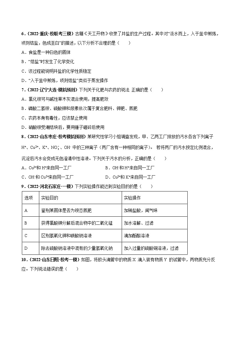 第十一单元 盐 化肥（培优卷）——2022-2023学年九年级下册化学单元卷（南京专用）（原卷版+解析版）02