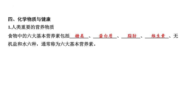 2023年中考化学复习考点过关----化学与生活课件06