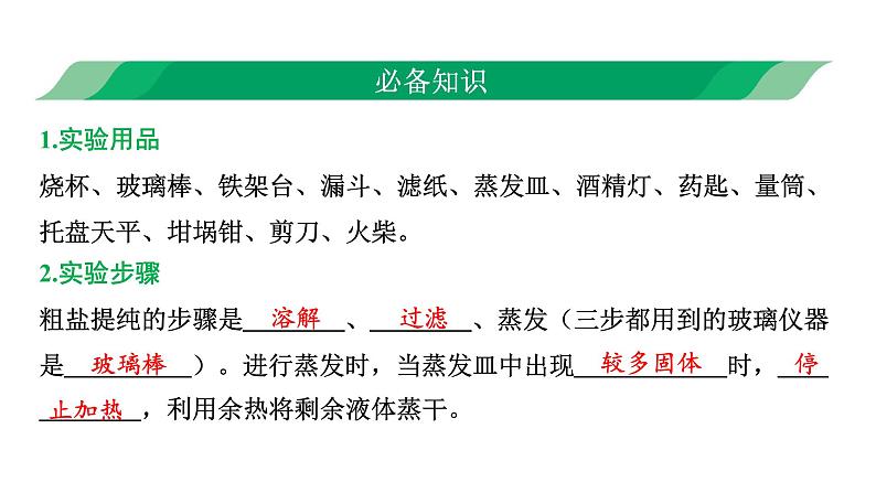 2023年河南中考粗盐中可溶性杂质的去除课件PPT第2页