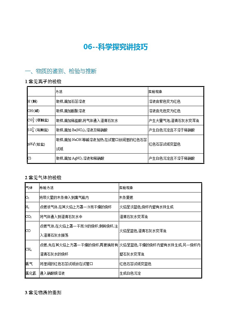 专题06 科学探究讲技巧-备战中考化学必背手册（南京专用）第1页