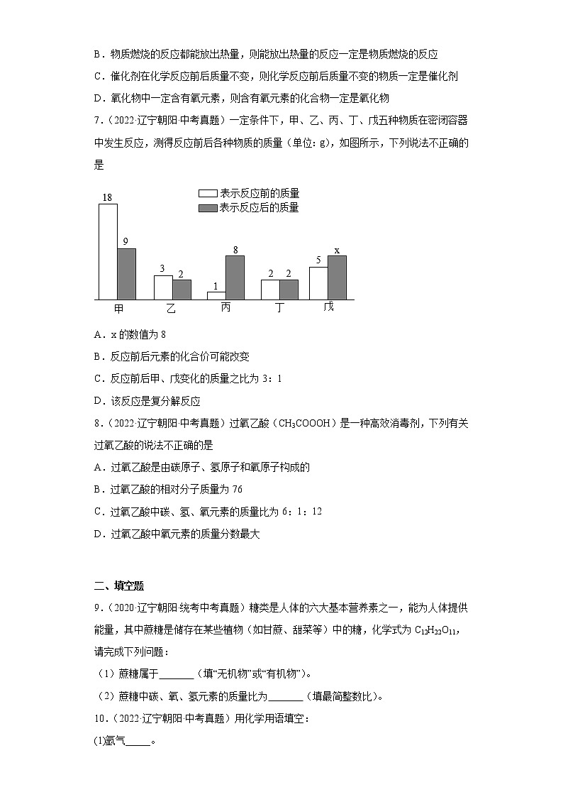 辽宁省朝阳市2020-2022三年中考化学真题知识点分类汇编-02物质构成的奥秘02