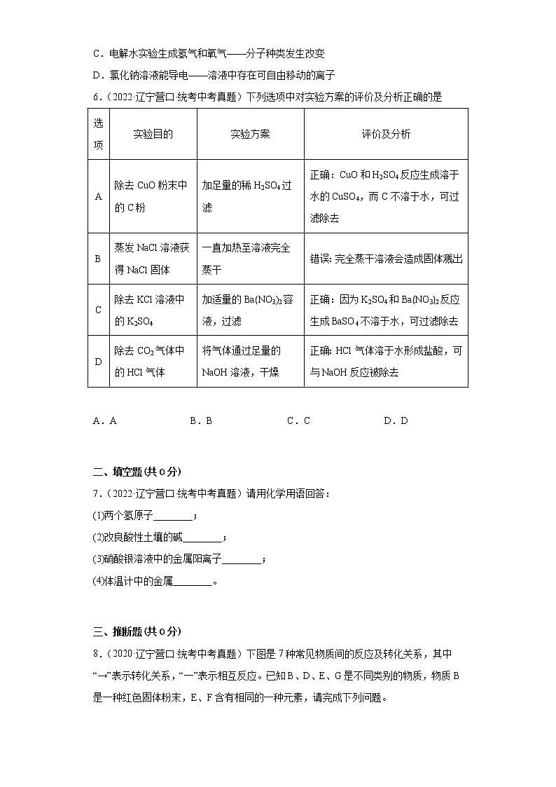 辽宁省营口市2020-2022三年中考化学真题知识点分类汇编-06盐和化肥第2页