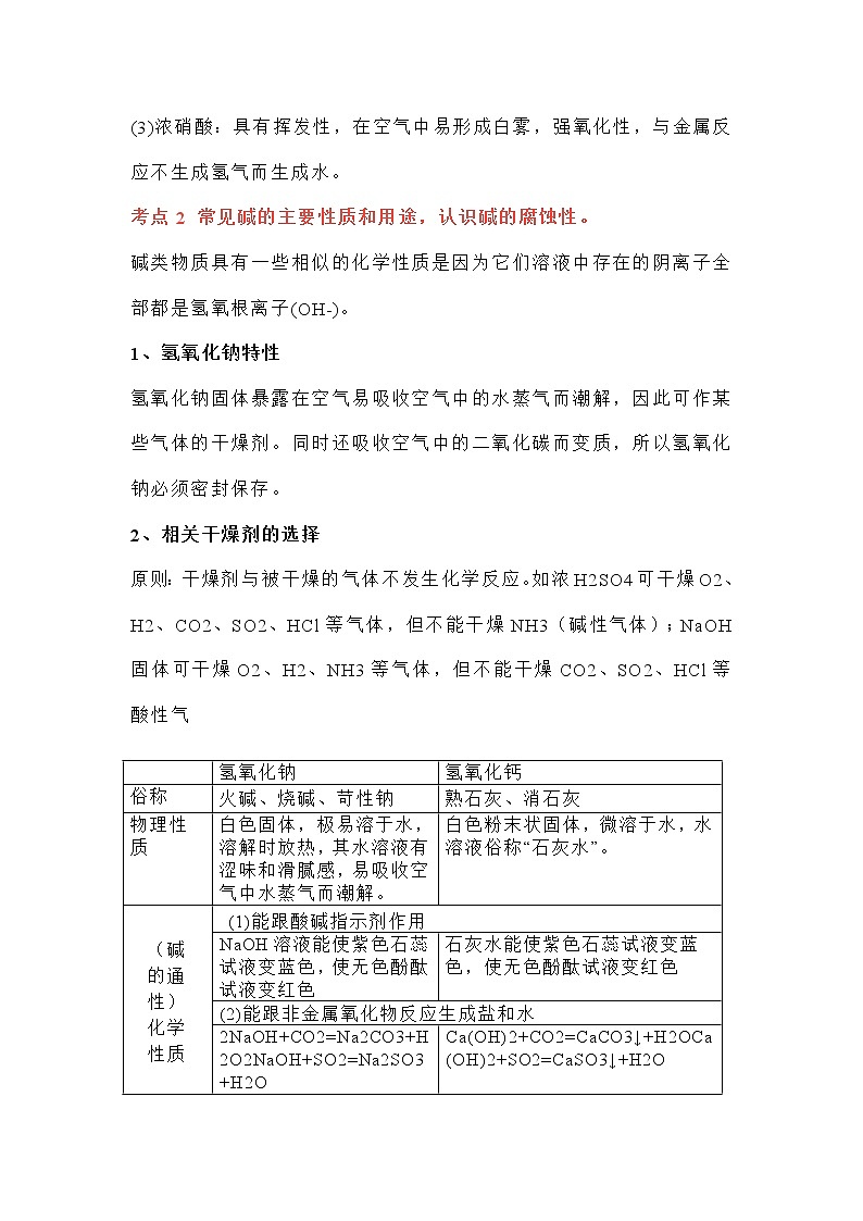 初中化学《酸和碱》的重要考点第2页