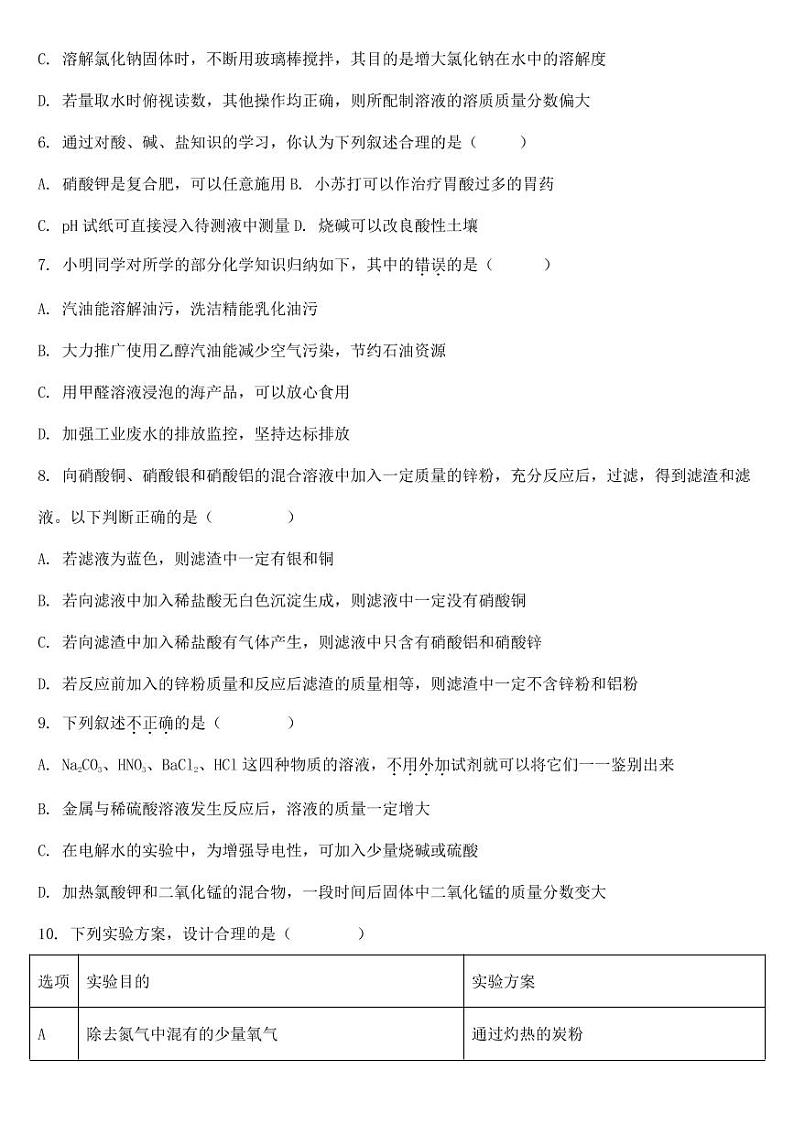 2018-2022年辽宁省锦州市近五年中考化学试卷PDF版含答案02