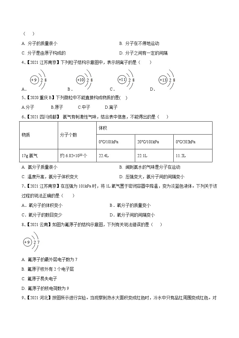 初中化学一轮复习【讲通练透】专题10 构成物质的微粒（练透）02