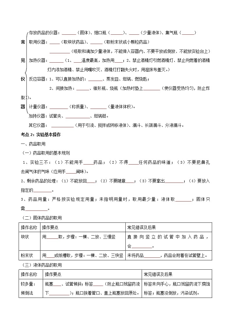 初中化学一轮复习【讲通练透】专题16 常见仪器和基本实验操作（讲通）02