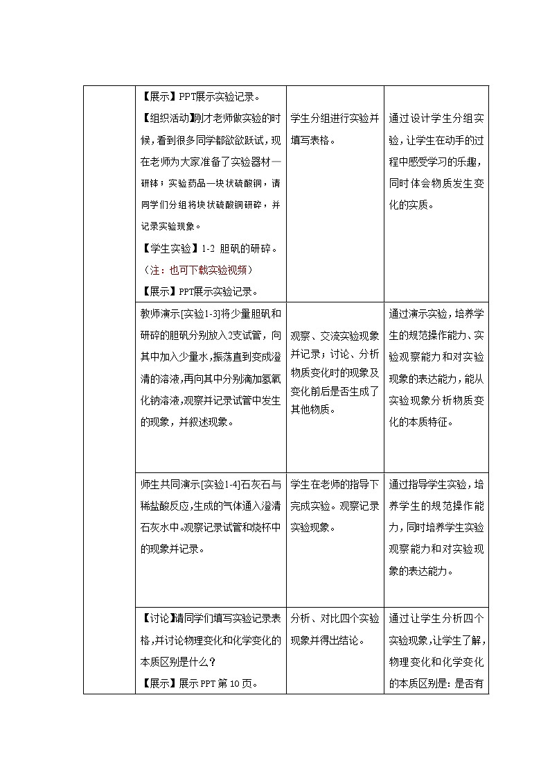 《课题1 物质的变化和性质》示范课教案【人教版化学九年级上册】第3页