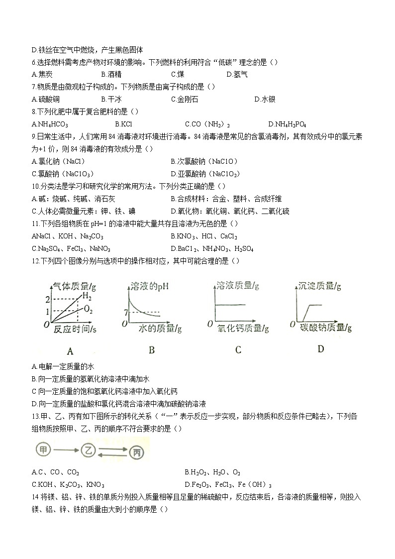 2023年河南省驻马店市泌阳县中考一模化学试题(含答案)第2页