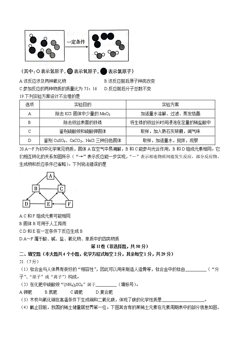 2023年云南省昭通市正道中学初中学业水平模拟考试化学试题（二）(含答案)03