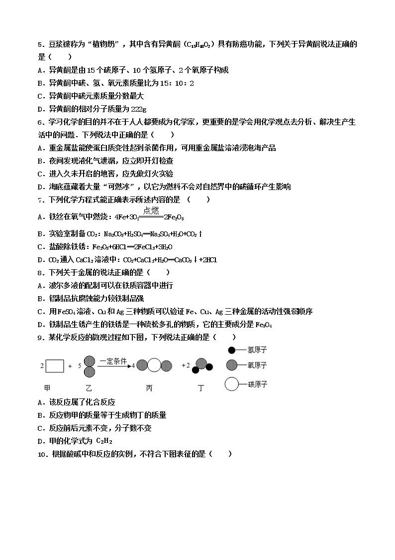 2023年中考模拟测试化学试题（含答案）第2页