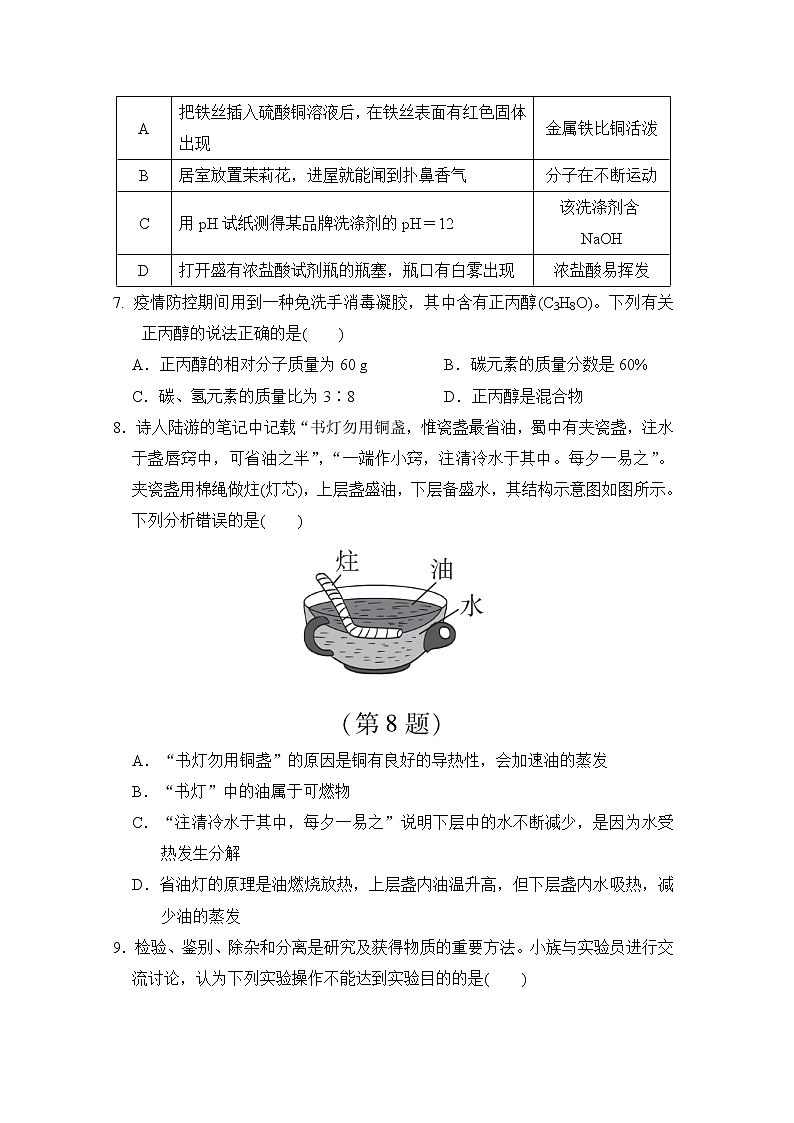 中考化学复习考前分组测选择题题组五含答案第2页