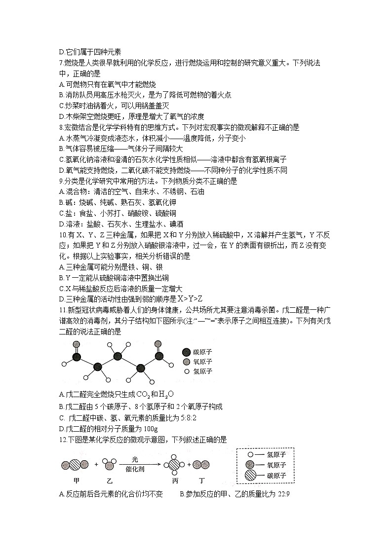 2023年山东省聊城市东阿县中考一模化学试题02