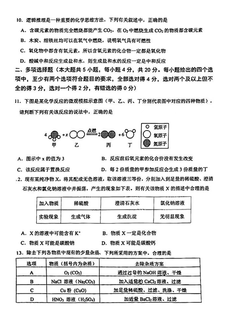 2023.3济南市天桥区一模化学试卷（含答案）第3页