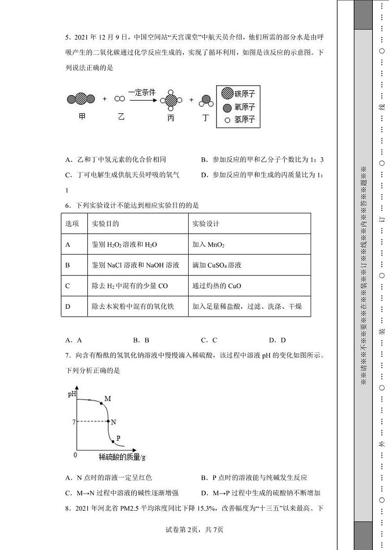 2022年河北省中考化学真题附答案解析（高清版）第2页