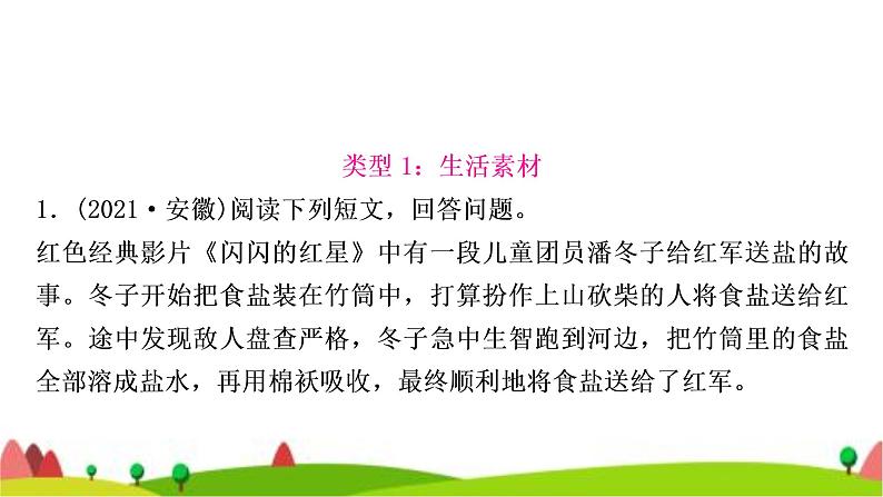 中考化学复习题型突破四短文阅读题(针对第13题)作业课件第4页