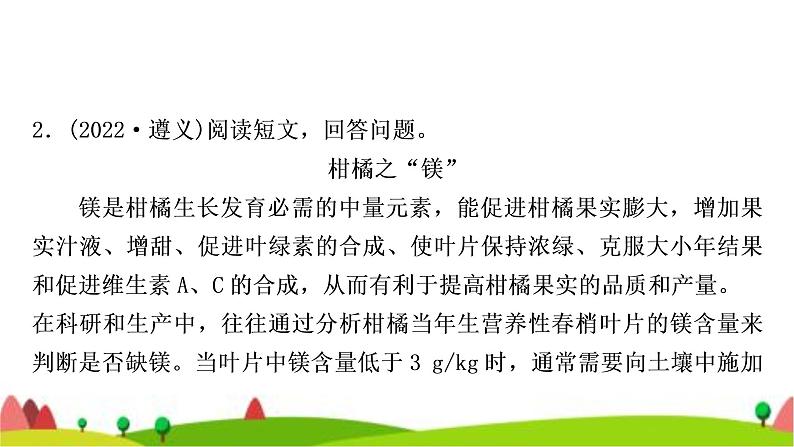 中考化学复习题型突破四短文阅读题(针对第13题)作业课件第6页