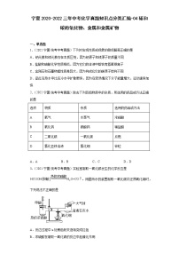 宁夏2020-2022三年中考化学真题知识点分类汇编-04碳和碳的氧化物、金属和金属矿物