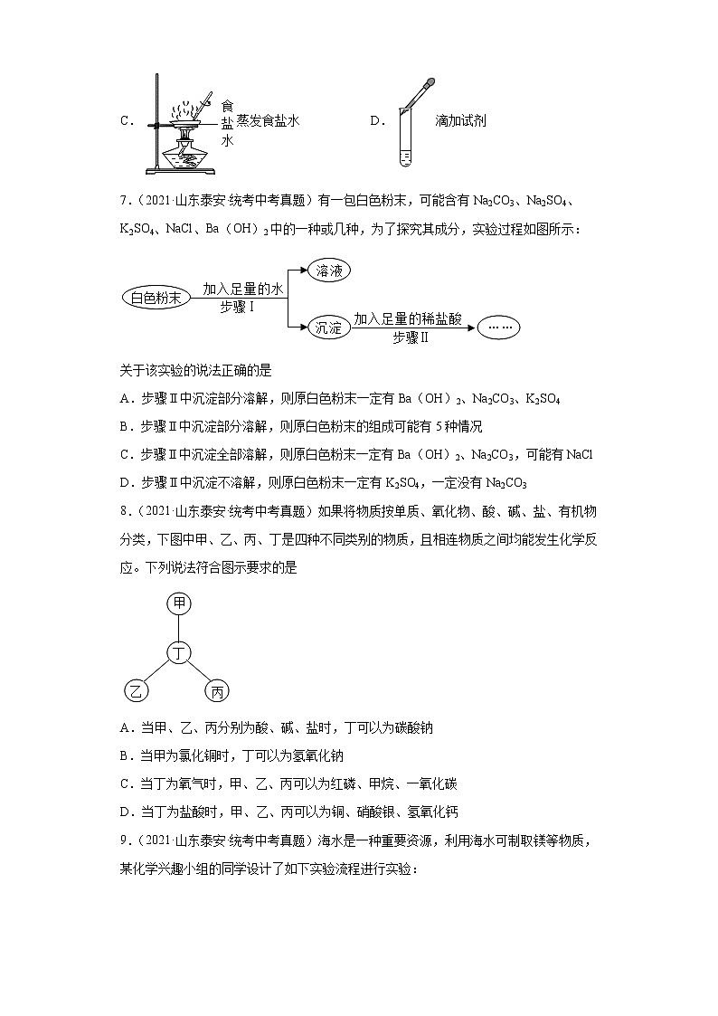 山东省泰安市2020-2022三年中考化学真题知识点分类汇编-08化学实验第3页