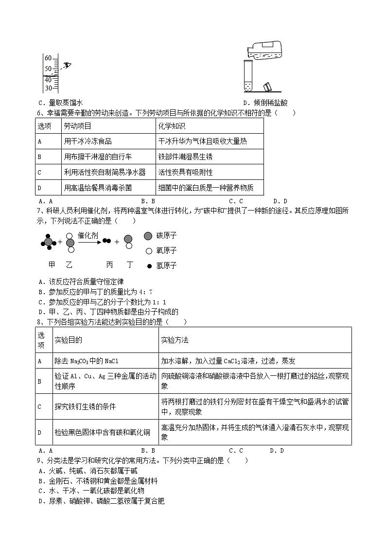 2023年安徽省中考仿真化学试卷（十一）（含答案）02