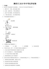 山东省潍坊市2019年中考化学试卷【附参考答案】