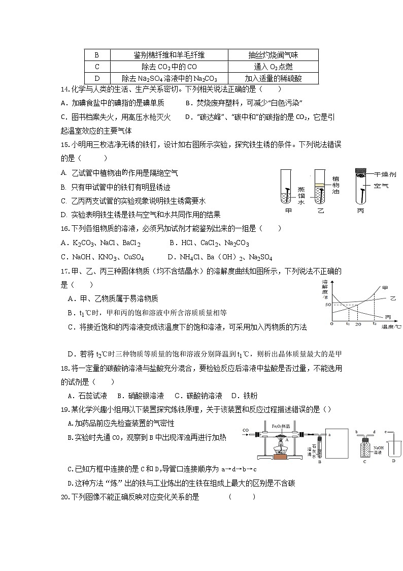 山东省枣庄市峄城区匡衡中学2022-2023学年九年级下学期3月月考化学试题03