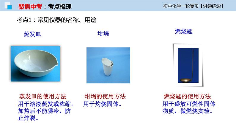 初中化学一轮复习课件  专题16 常见仪器和基本实验操作（讲通练透）第7页