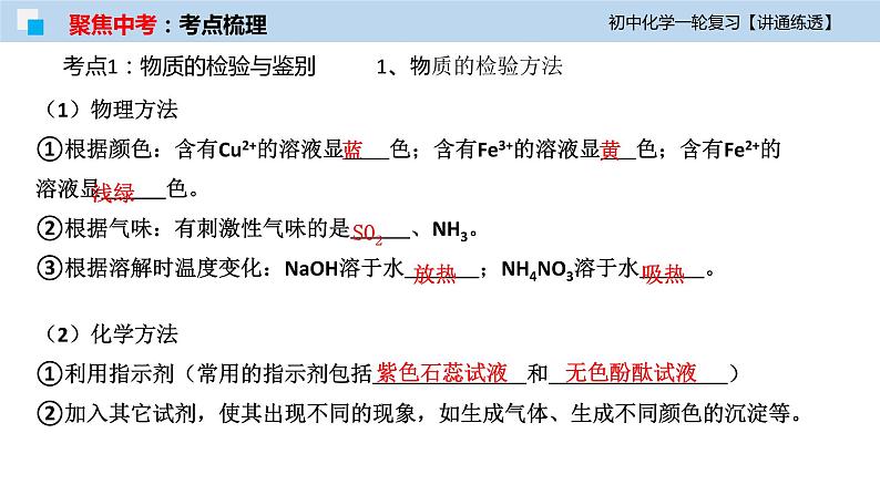 初中化学一轮复习课件  专题17 物质的检验与鉴别、分离与提纯（讲通练透）第6页