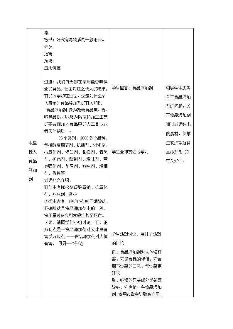 鲁教版（五四制）化学九年级全一册教案 5.3 远离有毒物质第3页