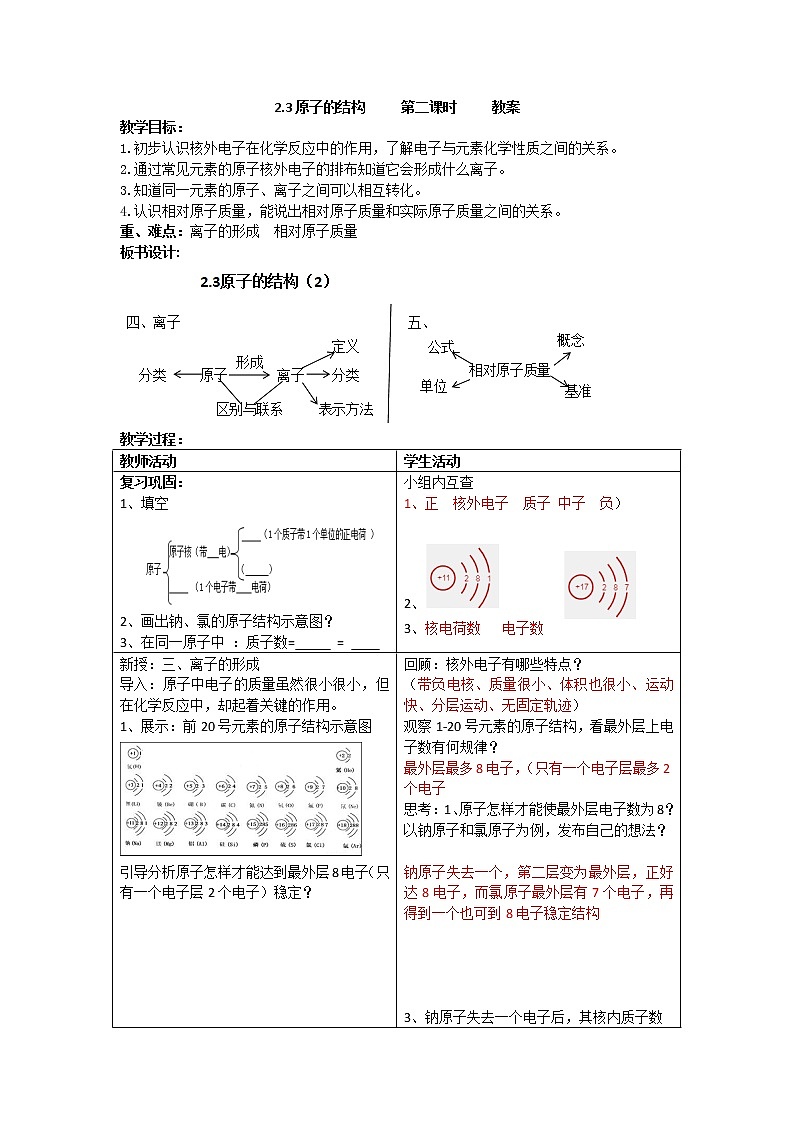 2.3原子结构第二课时（课件+教案+学案+练习 )鲁教版九年级化学上册01
