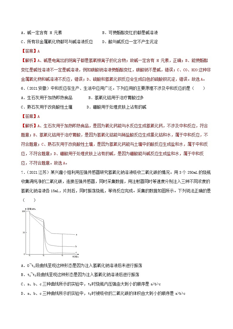 专题19碱及其性质-中考化学一轮复习必练真题（全国通用）（解析版）第3页
