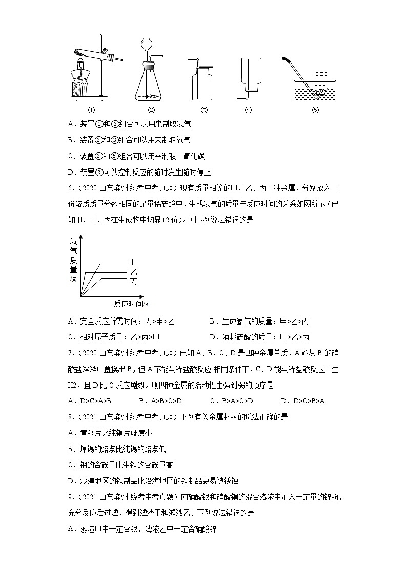 山东省滨州市2020-2022三年中考化学真题知识点分类汇编-04碳和碳的氧化物、金属和金属矿物第2页