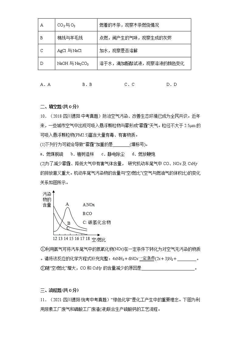 四川省德阳市2018-2022中考化学真题知识点分类汇编-06化学与社会发展第3页