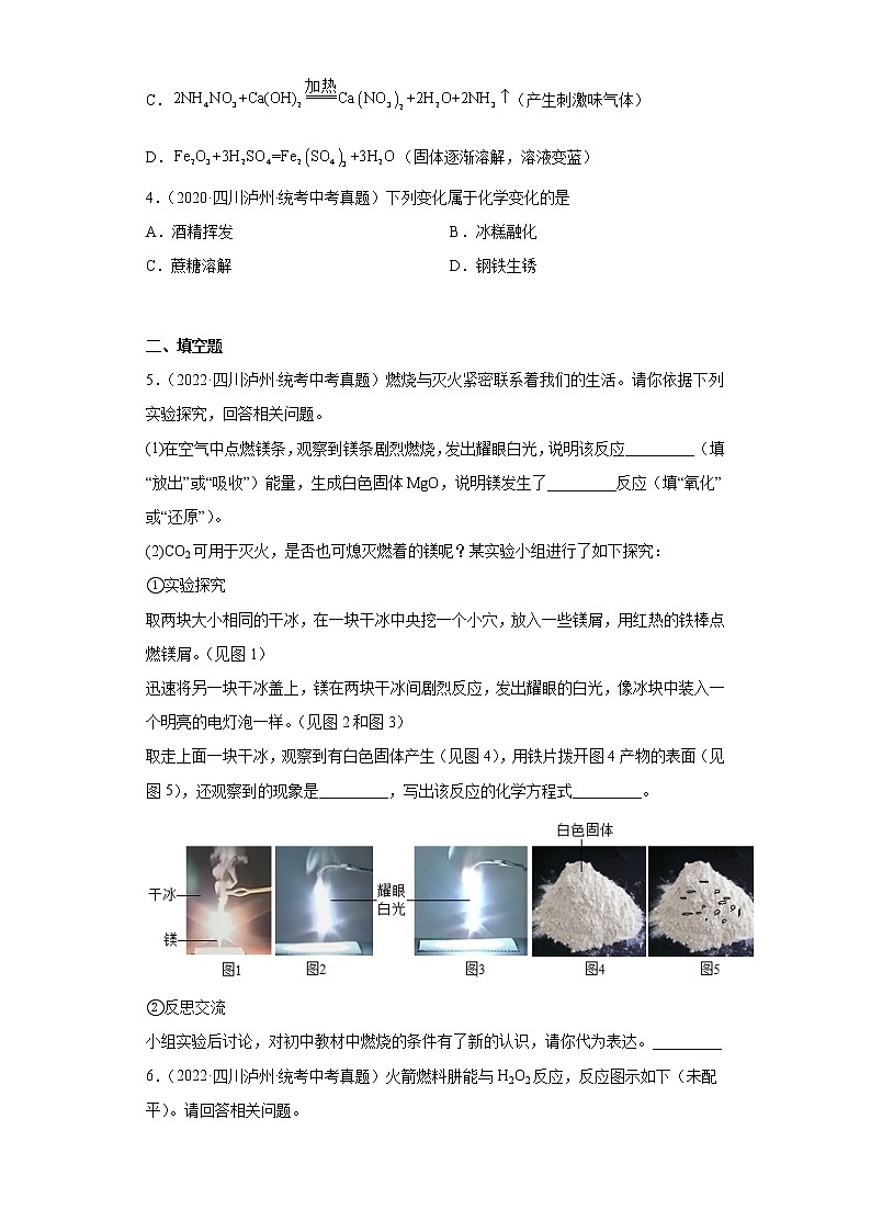 四川省泸州市2020-2022三年中考化学真题知识点分类汇编-01物质的化学变化第2页