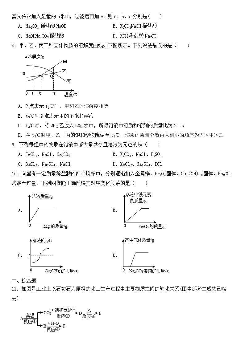 山东省济宁市2023年九年级下学期期中化学试题【含答案】第2页