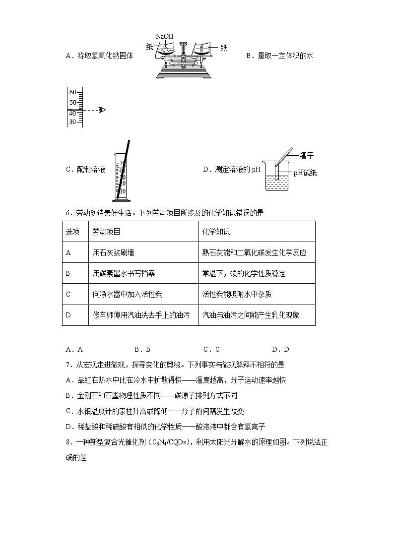 2023年安徽省合肥市庐阳区四十五中中考一模化学试题（含答案）02