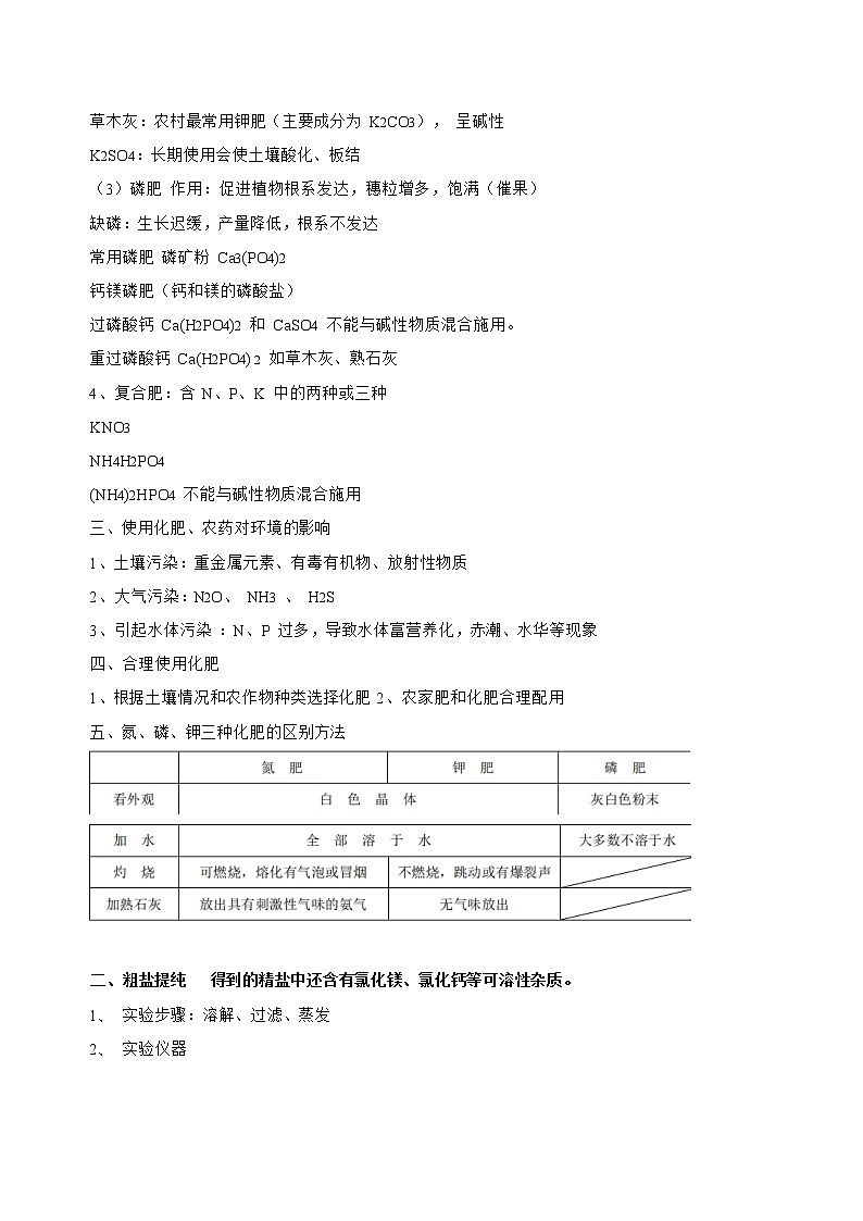 初三化学下册（春季班）讲义  第08讲 盐和化肥（提高版） 教师版第3页