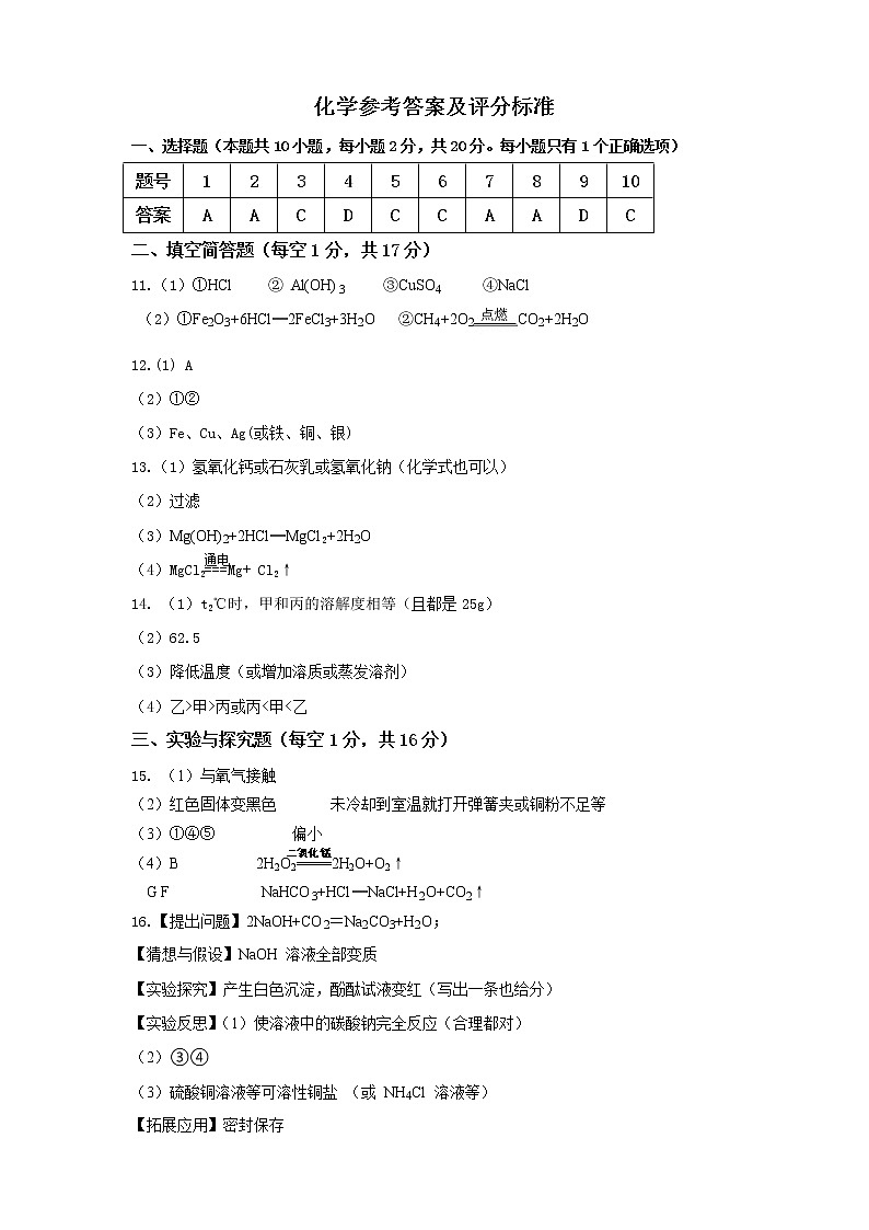 2023年江苏省宿迁宿豫区中考一模化学试卷01