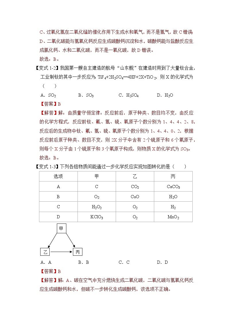 专题07 一步转化的判断（原卷版+解析版）-挑战2023年中考化学压轴题之秘籍02
