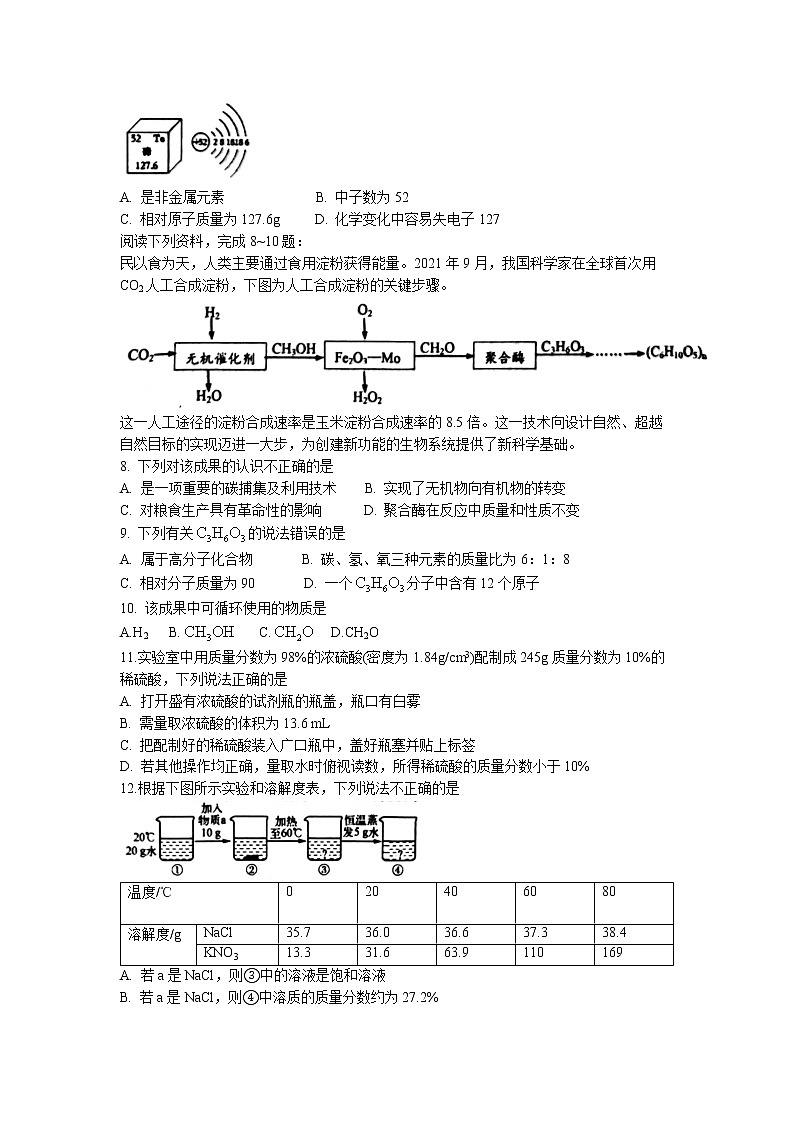 2023年江苏省盐城市滨海县中考一模化学试题02
