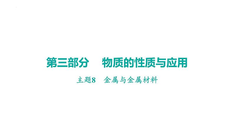 2023年中考广东省专用化学一轮考点梳理复习主题8金属与金属材料课件PPT01