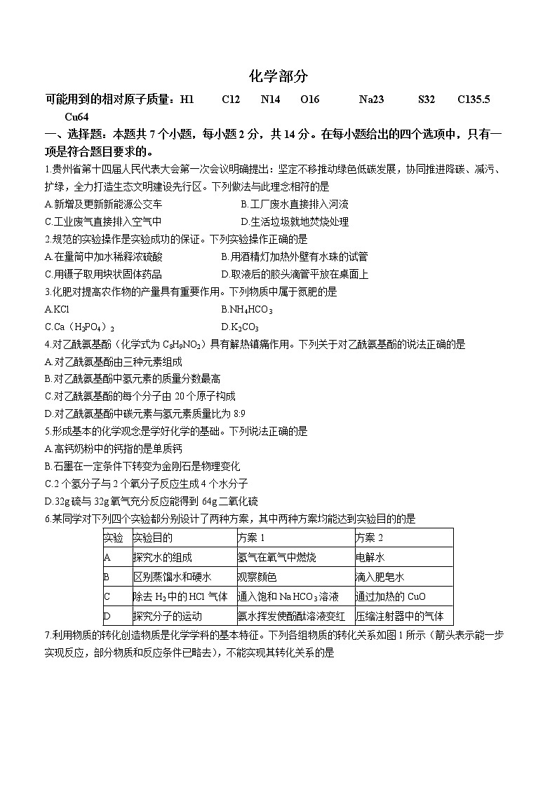 2023年贵州省贵阳市中考一模化学试题（含答案）01