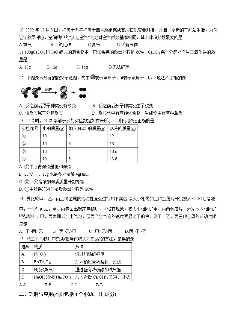 2023年山东省淄博市桓台县中考一模化学试题（含答案）第3页